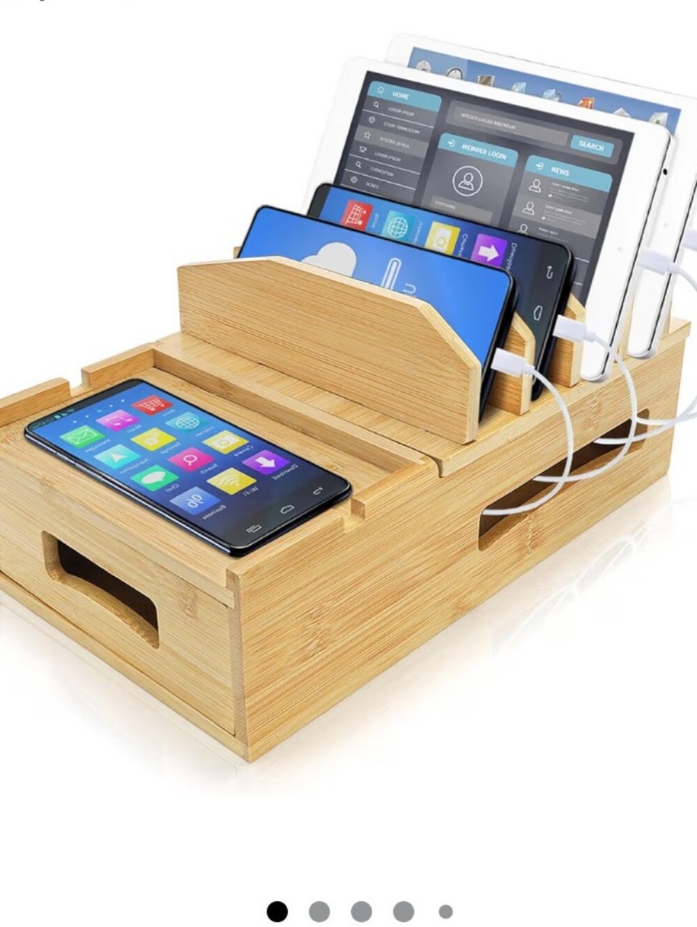 Bamboo Charging Station Organizer